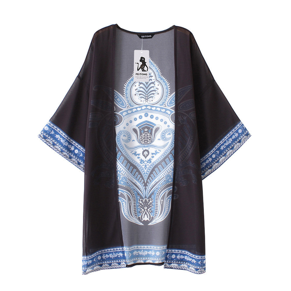 Women's Loose Cover Ups Kimono Cardigan Oversized Summer Chiffon Shawl Blouses