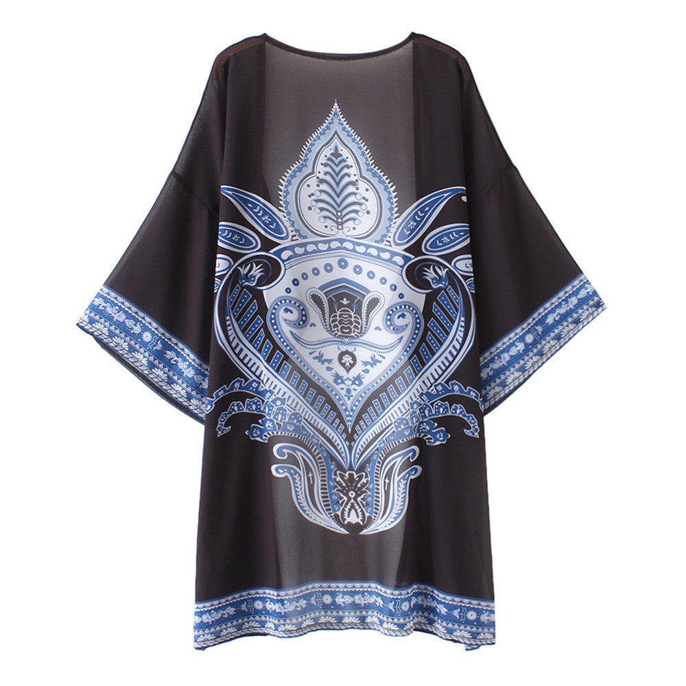 Women's Loose Cover Ups Kimono Cardigan Oversized Summer Chiffon Shawl Blouses