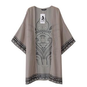 Women's Loose Cover Ups Kimono Cardigan Oversized Summer Chiffon Shawl Blouses