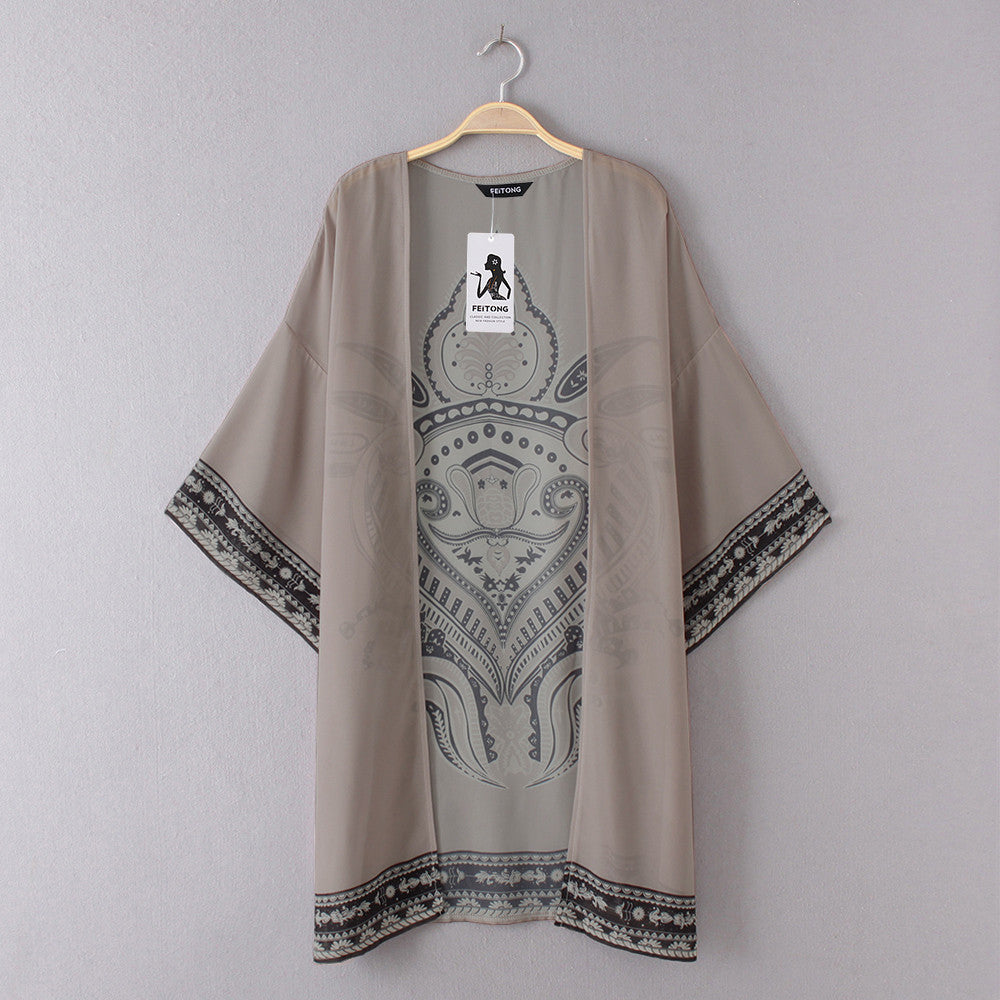 Women's Loose Cover Ups Kimono Cardigan Oversized Summer Chiffon Shawl Blouses