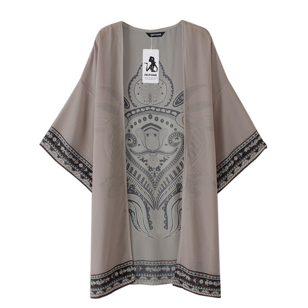 Women's Loose Cover Ups Kimono Cardigan Oversized Summer Chiffon Shawl Blouses