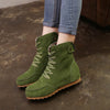 Women Flat Ankle Snow Motorcycle Boots Female Suede Leather Lace-Up Boot