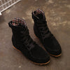 Women Flat Ankle Snow Motorcycle Boots Female Suede Leather Lace-Up Boot