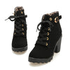 Womens Fashion High Heel Lace Up Ankle Boots Ladies Buckle Platform Shoes