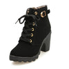 Womens Fashion High Heel Lace Up Ankle Boots Ladies Buckle Platform Shoes