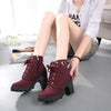 Womens Fashion High Heel Lace Up Ankle Boots Ladies Buckle Platform Shoes